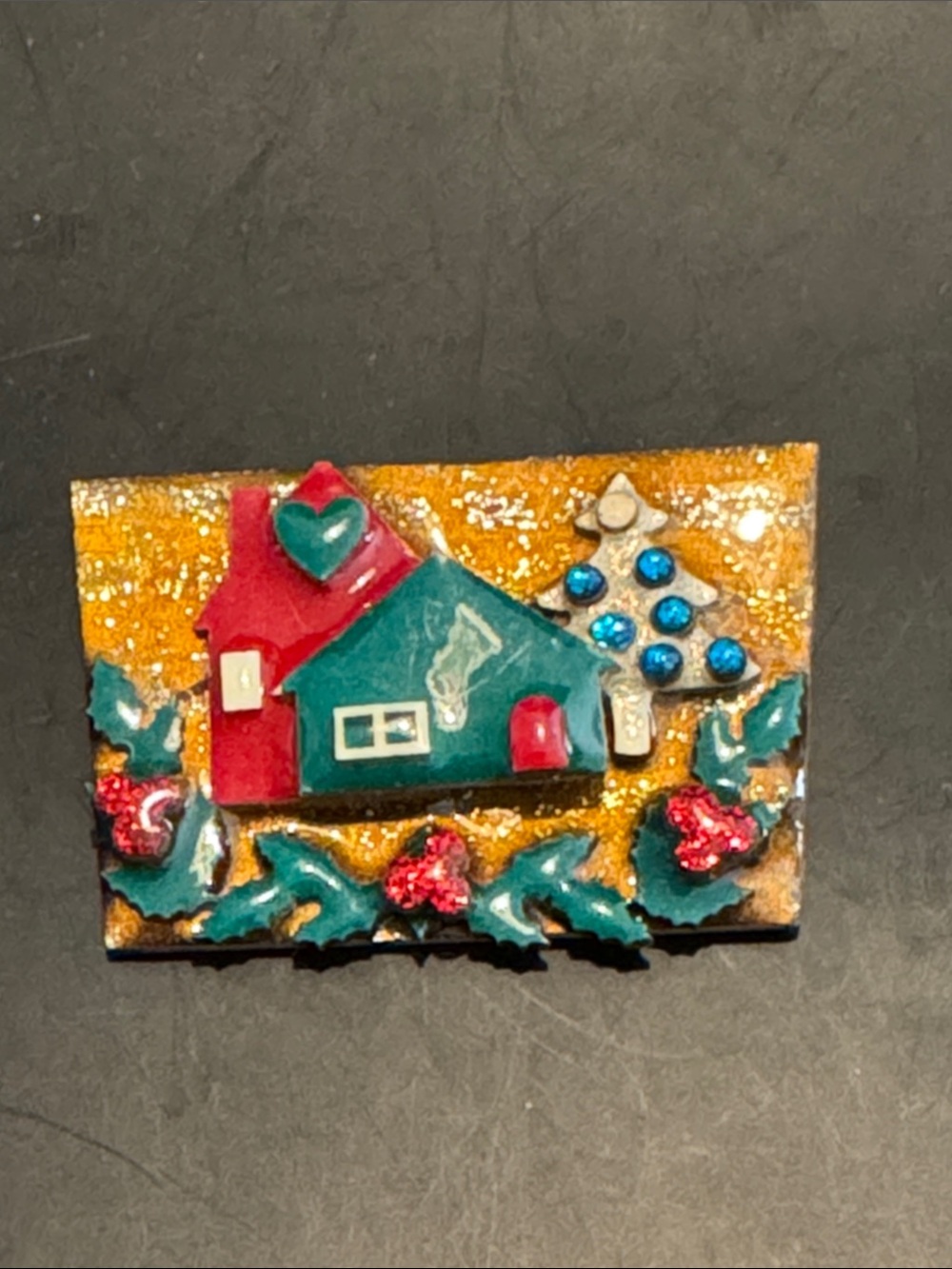 Vintage House Pins by Lucinda Festive Holiday House Brooch